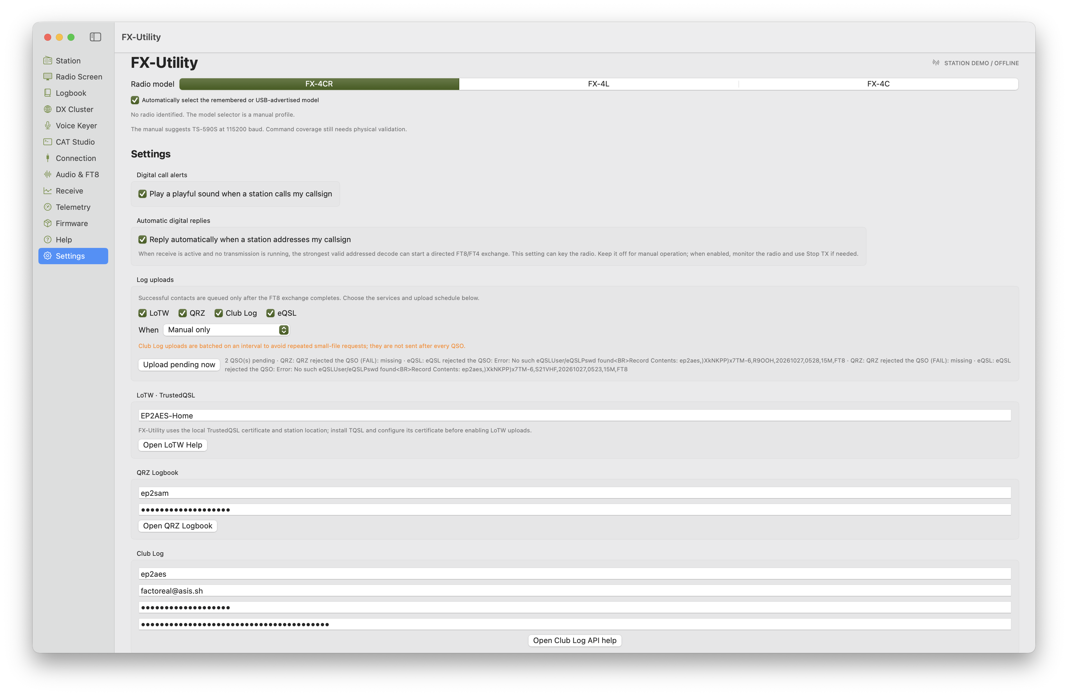 Settings & Log Uploads Preview